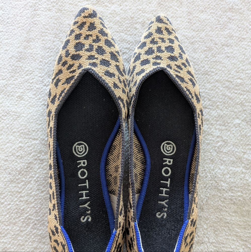 Rothy's Point Flats with Leopard Print